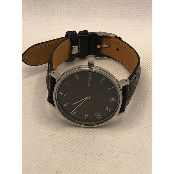Skagen SKW2677 Women's Black Leather Analog Gray Dial Quartz Wrist Watch KS294 - Picture 5 of 8